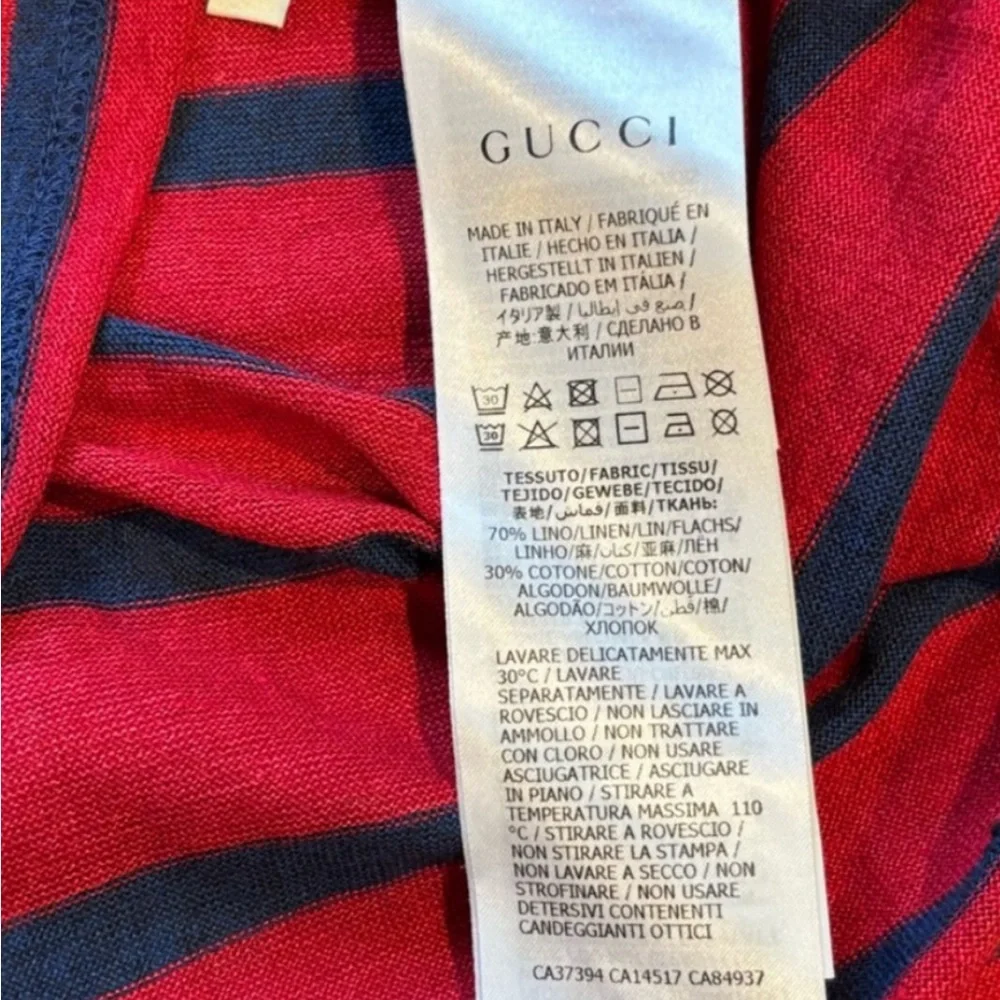 Gucci Red and Navy Striped Tee - Picture 5 of 5